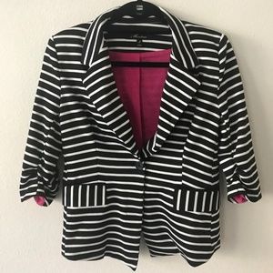 Anthropologie Monteau B&W Striped Blazer Size M